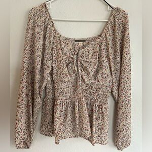Multicolor Floral Blouse with Tie-Front